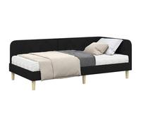 vidaXL Cadre de lit d'angle Noir 90 x 200 cm Tissu, Cadre de lit d'angle Moderne, Design rectangulaire, Tissu Durable, Matelas en Mousse, lit Banquette Multifonctionnel, mobilier Gain de Place