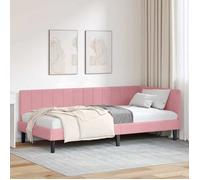 vidaXL Cadre de lit d'angle Rose 90 cm x 200 cm Velours 42016351