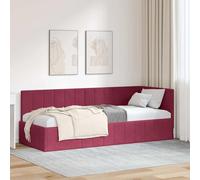 vidaXL Cadre de lit d'angle Rouge Bordeaux 80 x 200 cm Velours, Mobilier de Chambre Moderne, Cadre de lit d'angle Tendance, Velours résistant, tête de lit Moelleuse