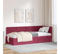 Vidaxl Cadre De Lit D'angle Rouge Bordeaux 80 X 200 Cm Velours