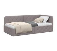 vidaXL Cadre de lit d'angle avec tête de lit Taupe 100x200 cm – Tissu, gain de place