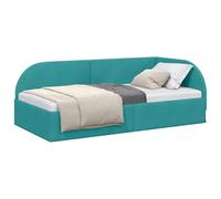 vidaXL Cadre de lit d'angle Turquoise 80 cm x 200 cm Velours, Canapé-lit élégant, Cadre Moderne, Velours Durable, Convertible Gain de Place, Design en contreplaqué