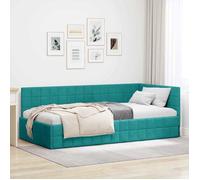 vidaXL Cadre de lit d'angle Turquoise 90 cm x 190 cm Velours 42016386