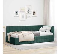 vidaXL Cadre de lit d'angle Vert foncé 100 cm x 200 cm Velours, Lit de Jour en Velours Moderne, Sofa Rectangle, Meuble Gain de Place, Super Pratique et stylé
