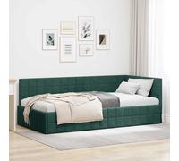vidaXL Cadre de lit d'angle Vert foncé 100 x 200 cm Velours,