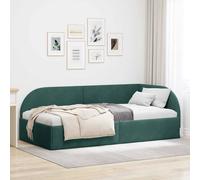 vidaXL Cadre de lit d'angle Vert foncé 90 cm x 190 cm Velours, Canapé-lit élégant, Cadre Moderne, Velours Durable, Convertible Gain de Place, Design en contreplaqué