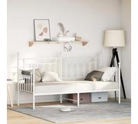 vidaXL Cadre de lit de Jour avec tête de lit Blanc 80 x 200 cm Acier, Cadre de Lit Métallique Contemporain, Lit de Jour Rectangulaire, Solide, Non-Égratignant, Confort à Petit Prix!