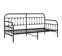 vidaXL Cadre de lit de Jour avec tête de lit Noir 100 x 190 cm Acier, Lit de Jour élégant, Cadre métal Moderne pour Chambre, canapé Pratique, Solution Nuit pour invités, déco de pièce