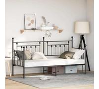 vidaXL Cadre de lit de Jour avec tête de lit Noir 75 x 190 cm Acier, Canapé Contemporain, lit de Jour Moderne, élégant, lit Compact, Urbain, Cadre Gain de Place