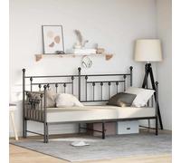 vidaXL Lit jour avec lit gigogne Noir 80x200 cm Acier 42002664