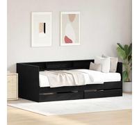 vidaXL Cadre de lit de Jour avec tiroirs Chêne Noir 100 x 200 cm, Cadre de lit Pratique, Style Rustique, Rangement sous Le lit, mobilier Polyvalent, idéal pour Les Petits espaces