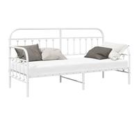 vidaXL Cadre de lit de Jour Blanc 75 x 190 cm Acier Enduit de Poudre, Cadre de lit Contemporain rectangulaire, Solution de Couchage en métal, Gain de Place pour Un canapé à l'intérieur