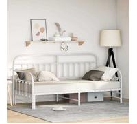 vidaXL Cadre de lit de jour 42002651 – Blanc 90×190 cm, acier enduit de poudre, contemporain