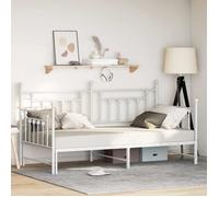 vidaXL Cadre de lit de jour Blanc 90 x 200 cm Acier, Canapé contemporain, lit de jour moderne, élégant, lit compact, urbain 42002680