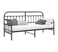 vidaXL Cadre de lit de Jour Noir 75 x 190 cm Acier Enduit de Poudre, Cadre de lit Contemporain rectangulaire, Solution de Couchage en métal, Gain de Place pour Un canapé à l'intérieur