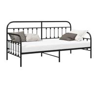 vidaXL Cadre de lit de Jour Noir 90 x 200 cm Acier Enduit de Poudre, Cadre de lit Contemporain rectangulaire, Solution de Couchage en métal, Gain de Place pour Un canapé à l'intérieur