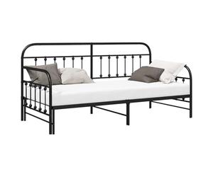vidaXL Cadre de lit de Jour Noir 90 x 200 cm Acier Enduit de Poudre | Peut facilement changer de style pour s'adapter à différents meubles, Cadre en métal durable pour une longue vie,