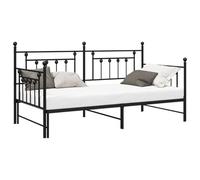vidaXL Cadre de lit de jour Canapé contemporain Noir 90 x 200 cm Acier – Élégant, gain de place
