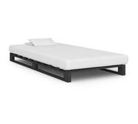 vidaXL Cadre de lit de palette – sommier à lattes – Bois de pin massif Gris 90 x 200 cm