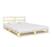vidaXL Cadre de Lit de Palette Sommier à Lattes Lit Double Lit Adulte Cadre à Lattes sur Pied Chambre à Coucher Maison 180x200 cm Bois de Pin Massif
