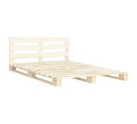 vidaXL Cadre de Lit de Palette Sommier à Lattes Lit Double Lit Adulte Cadre à Lattes sur Pied Chambre à Coucher Maison 180x200 cm Bois de Pin Massif