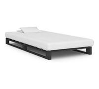 vidaXL Cadre de Lit de Palette Sommier à Lattes Lit Simple Lit Adulte Cadre à Lattes Chambre à Coucher Maison Gris 100x200 cm Bois de Pin Massif Gris G