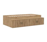 vidaXL Cadre de Lit de Rangement Chêne Artisan 90X200 cm | Bois d'ingénierie Design Moderne Rangement Ample pour Matelas 90 X 200 Mobilier de Chambre Contemporain Compact