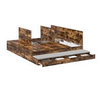 vidaXL Cadre de lit de Rangement Chêne Fumé 200X200 cm Bois d'ingénierie Tiroirs Amples Design Moderne Assemblage Facile Mobilier de Chambre Adulte Marron Solutions Élégantes