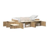 vidaXL Cadre de Lit de Rangement Chêne Noir 100X200 cm avec 6 Tiroirs Design Ample Élégant Bois d'ingénierie pour Mobilier de Chambre Lit Double Solide Moderne Set Élégant Économie d'Espace