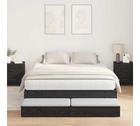 vidaXL Cadre de lit de Rangement Chêne Noir 150X200 cm Bois d'ingénierie Tiroirs Pratiques Design Moderne Montage Rapide Mobilier intérieur pour Chambre Adulte Profil texturé Chic
