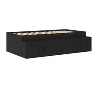 vidaXL Cadre de Lit de Rangement Chêne Noir 75X190 cm | Bois Massif Design Moderne Compartiment Spacieux Convient pour Matelas 75 X 190. Lit Adulte Stylé Compact Économie d'Espace Bois Résistant
