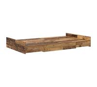 vidaXL Cadre de lit de Rangement en Bois Vieilli 120 x 200 cm. Design Minimaliste avec tiroirs coulissants. Utilisation intérieure, Montage Facile avec Juste 2 Tournevis et Entretien Facile. Mobilier