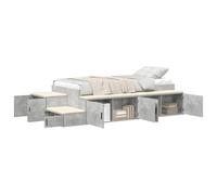 vidaXL Cadre de lit de Rangement Gris béton 100 X 200 cm avec 6 tiroirs Et Composants en Chêne Solides Style Contemporain pour Chambre Mobilier Modernes Solutions en Bois Élégantes Gain de Place
