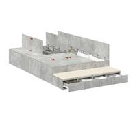 vidaXL Cadre de lit de Rangement Gris béton 120X190 cm Construction Solide Design élégant avec tiroirs vastes Mobilier de Chambre Style Industriel en Bois d'ingénierie