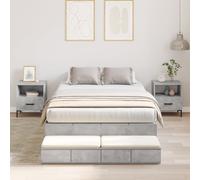 Vidaxl Cadre De Lit De Rangement Gris Béton Bois D'ingénierie 120 X 190 Cm Gris