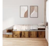 Vidaxl Cadre De Lit De Rangement Vieux Bois 90x200 Cm