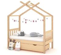 vidaXL Cadre de Lit d'enfant avec Tiroir Cabane de Lit d'enfant Sommier à Lattes Chambre à Coucher Maison Intérieur 70x140 322145