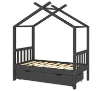 Vidaxl Cadre De Lit D'enfant Avec Un Tiroir Gris Foncé Pin 70x140 Cm