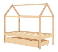 Cadre de Lit Enfant avec Tiroir Sommier Blanc Bois Pin Massif 80x160 cm vidaXL