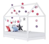 vidaXL Cadre de Lit d'enfant Lit Cabane d'enfant Structure de Lit pour Enfants Chambre d'enfant Maison Intérieur Blanc 90x200 cm Bois de Pin Massif