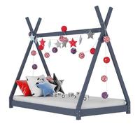 vidaXL Cadre de lit d'enfant – Lit cabane – Bois de pin massif Gris 70x140 cm