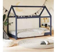 vidaXL Cadre de lit d'enfant Lit cabane Bois de pin massif Gris 80x160 cm G