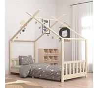 vidaXL Cadre de Lit d'enfant Lit Cabane d'enfant Structure de Lit pour Enfants Chambre d'enfant Intérieur Maison 90x200 cm 283366 Beige G