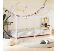vidaXL Cadre de Lit d'enfant Lit Cabane d'enfant Structure de Lit pour Enfants Chambre d'enfant Maison Intérieur Blanc 283349