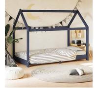 vidaXL Cadre de Lit d'enfant Lit Cabane d'enfant Structure de Lit pour Enfants Chambre d'enfant Maison Intérieur Gris 70x140 283352