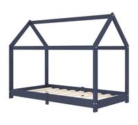vidaXL Cadre de Lit d'enfant Lit Cabane d'enfant Structure de Lit pour Enfants Chambre d'enfant Maison Intérieur Gris 80x160 cm Bois de Pin Massif