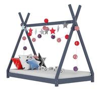 vidaXL Cadre de Lit d'enfant Lit Cabane d'enfant Structure de Lit pour Enfants Maison Chambre d'enfant Intérieur Gris 80x160 283362