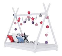 vidaXL Cadre de Lit d'enfant Lit Cabane d'enfant Structure de Lit pour Enfants Maison Chambre d'enfant Intérieur Blanc 283358