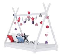 Cadre De Lit Pour Enfants Avec Tente Amovible Blanche Bois Massif De Pin 80x160 Cm Blanc