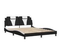 Bedframe met LED-verlichting kunstleer zwart en wit 160x200 cm3214034
